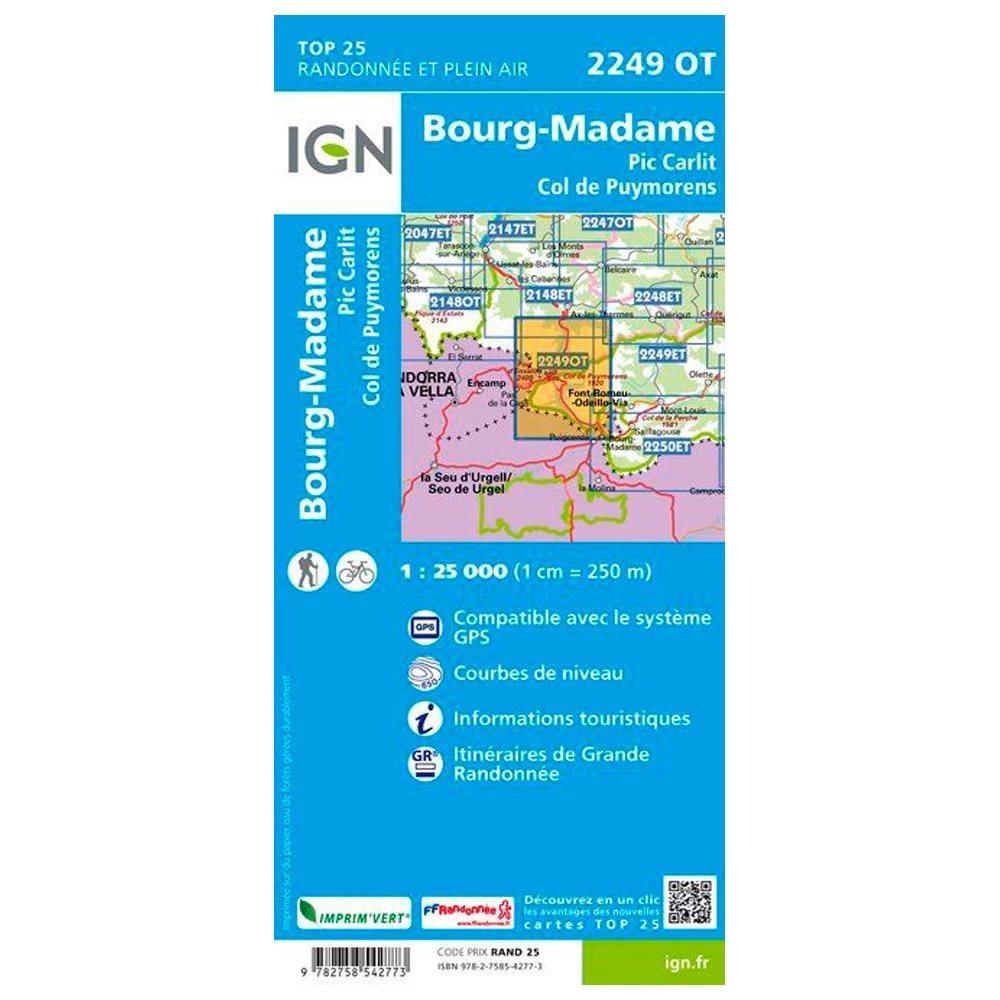Carte IGN 2249Ot Bourg-Madame/Col Puymorens – Image 2