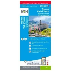 Carte IGN 3633ETR Tignes, Val-d'Isère, Haute Maurienne, Parc National De La Vanoise - Résistante