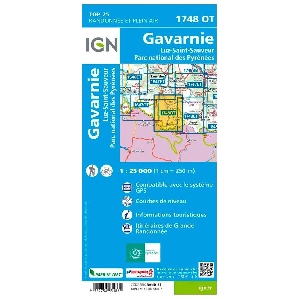 Carte IGN 1748OT Gavarnie, Luz-Saint-Sauveur, Parc National Des Pyrénées – Image 2