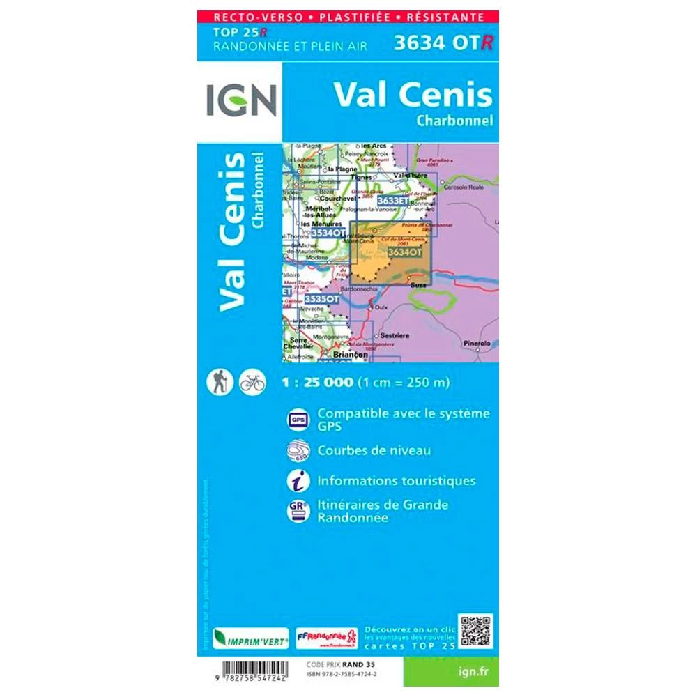 Carte IGN 3634OTR Val Cenis, Charbonnel - Résistante – Image 2
