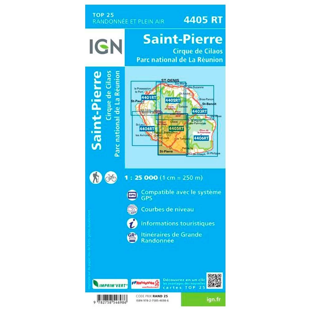 Carte IGN La Reunion P4405Rt Saint Pierre Cirque De Cilaos PN De La Réunion – Image 2