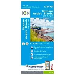 Carte IGN 1344OT Bayonne Anglet Biarritz Côte D'Argent