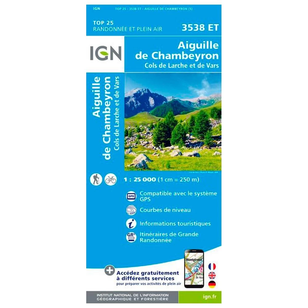 Carte IGN 3538ET Aiguille De Chambeyron Cols De Larche Et De Vars