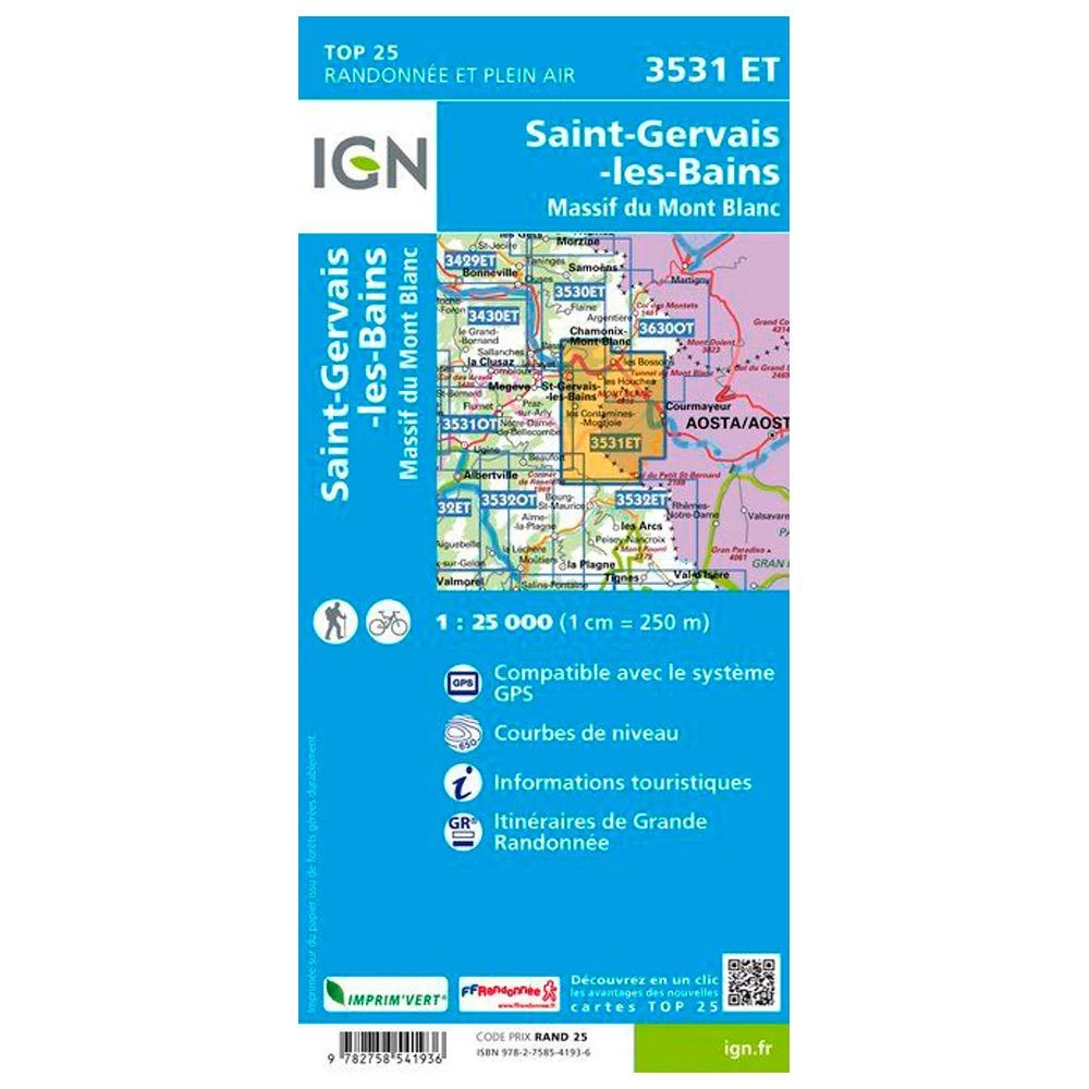 Carte IGN 3531ET Saint-Gervais-les-Bains, Massif Du Mont Blanc â Image 2