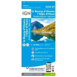 Carte IGN 3335ET Le Bourg D'Oisans, L'Alpe D'Huez, Grandes Rousses, Sept Laux