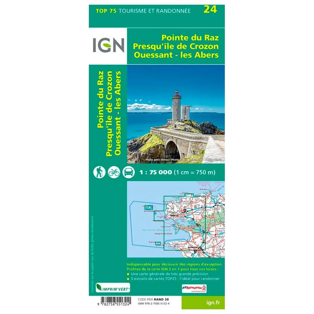 Carte IGN Pointe Du Raz Presqu'Ile De Crozon Ouessant Les Abers â Image 2