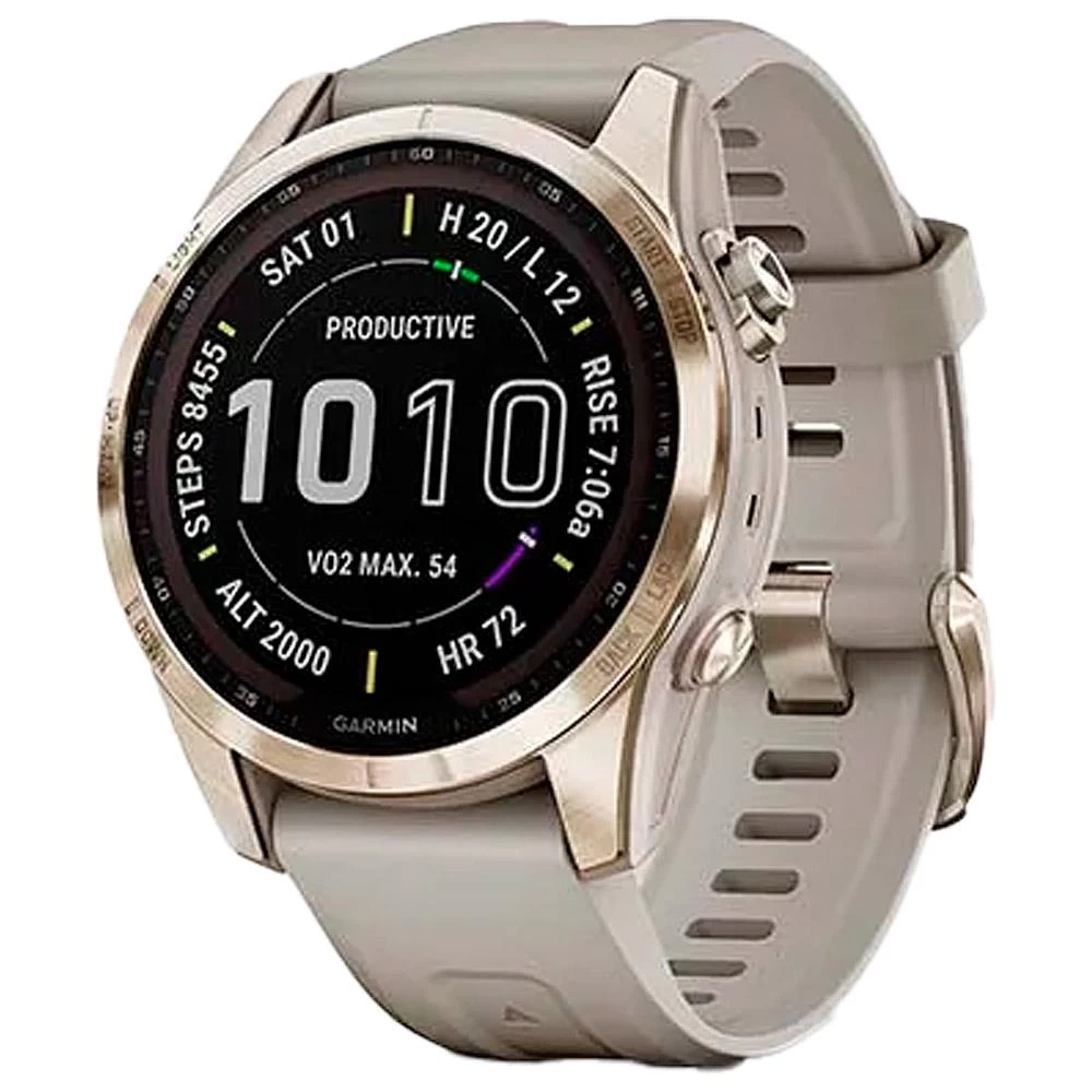 Montres GPS Garmin Fenix 7S Sapphire Solar Edition Cream Light Gold Titan