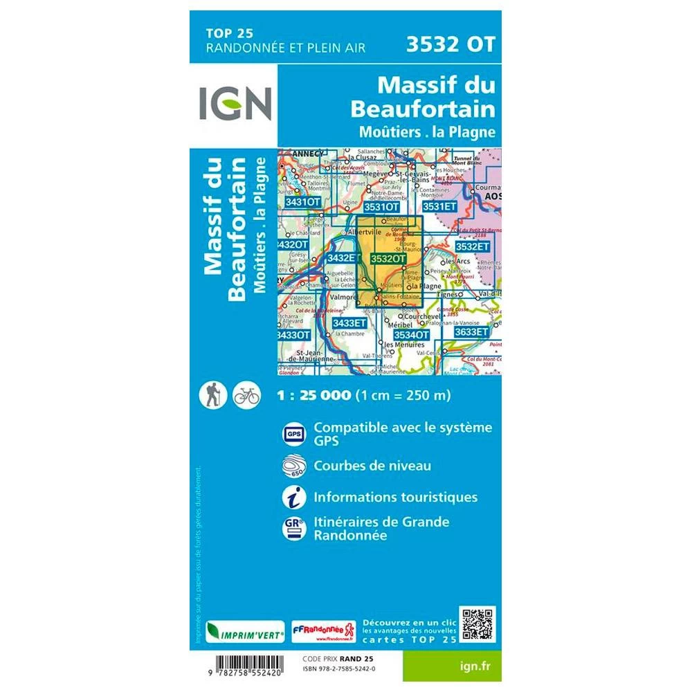 Carte IGN 3532OT Massif Du Beaufortain, Moûtiers, La Plagne – Image 2