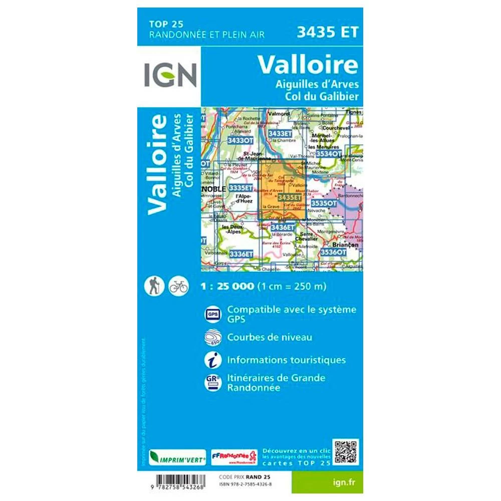 Carte IGN 3435ET Valloire, Aiguilles D'Arves, Col Du Galibier – Image 2