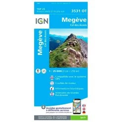 Carte IGN 3531OT Megève, Col Des Aravis